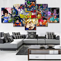 Dragon Ball Z and Super Collage Anime 5 Piece Canvas Wall Art Painting Wallpaper Poster Picture Print Photo Decor