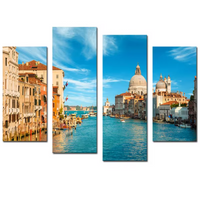 Venice Italy Waterway 4 Piece Canvas Wall Art Painting Wallpaper Poster Picture Print Photo Decor