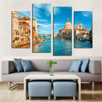 Venice Italy Waterway 4 Piece Canvas Wall Art Painting Wallpaper Poster Picture Print Photo Decor