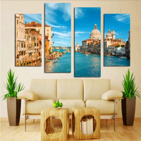 Venice Italy Waterway 4 Piece Canvas Wall Art Painting Wallpaper Poster Picture Print Photo Decor