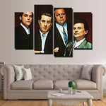 Goodfellas Movie Robert De Niro, Ray Liotta, Joe Pesci & Paul Sorvino 4 Piece Canvas Wall Art Painting Wallpaper Poster Picture Print Photo Decor