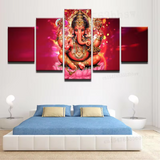 Ganesha Elephant Head Hindu Hinduism 5 Piece Canvas Wall Art Painting Wallpaper Poster Picture Print Photo Decor