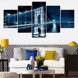 George Washington Bridge NYC New York City USA 5 Piece Canvas Wall Art Painting Wallpaper Poster Picture Print Photo Decor