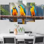 Vivid Tropical Macaws Colorful Parrot Birds 5 Piece Canvas Wall Art Painting Wallpaper Poster Picture Print Photo Decor