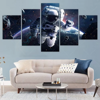 Astronaut Floating In Space 5 Piece Canvas Wall Art Painting Wallpaper Poster Picture Print Photo Decor