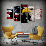 Bald Eagle American Flag Soldiers 5 Piece Canvas Wall Art Painting Wallpaper Poster Picture Print Photo Decor