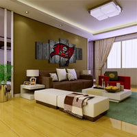 Tampa Bay Buccaneers Rustic Wood NFL Football Team 5 Piece Canvas Wall Art Painting Wallpaper Poster Picture Print Photo Decor