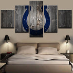 NFL Football Sports Team Indianapolis Colts Logo 5 Piece Canvas Wall Art Painting Wallpaper Poster Picture Print Photo Decor