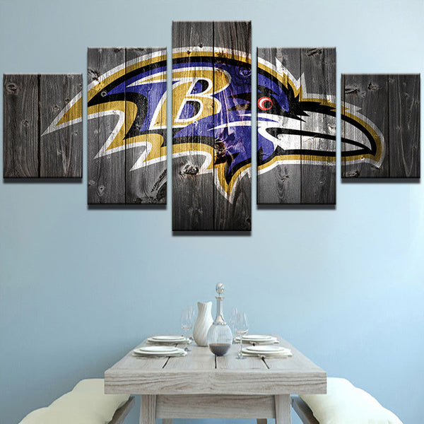 NFL Baltimore Ravens Football Sports Team Logo 5 Piece Canvas Wall Art Painting Wallpaper Poster Picture Print Photo Decor