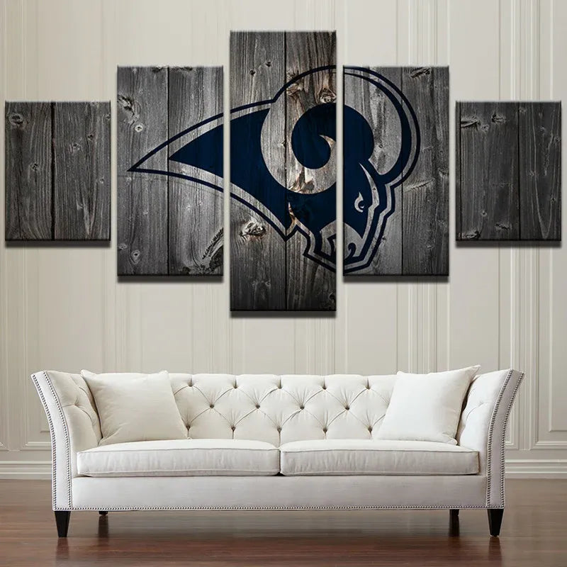 NFL American Football Team Los Angeles Rams Logo 5 Piece Canvas Wall A ...