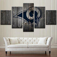 NFL American Football Team Los Angeles Rams Logo 5 Piece Canvas Wall Art Painting Wallpaper Poster Picture Print Photo Decor