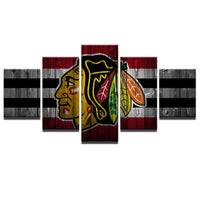 Chicago Blackhawks NHL Hockey Sports Team 5 Piece Canvas Wall Art Painting Wallpaper Poster Picture Print Photo Decor