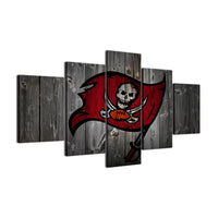 Tampa Bay Buccaneers Rustic Wood NFL Football Team 5 Piece Canvas Wall Art Painting Wallpaper Poster Picture Print Photo Decor