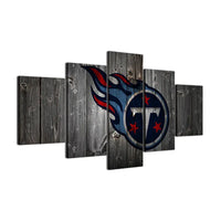 Tennessee Titans Rustic Wood NFL Football Logo 5 Piece Canvas Wall Art Painting Wallpaper Poster Picture Print Photo Decor