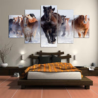 Wild Running Horses Animal 5 Piece Canvas Wall Art Painting Wallpaper Poster Picture Print Photo Decor