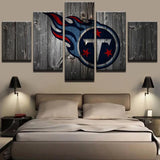 Tennessee Titans Rustic Wood NFL Football Logo 5 Piece Canvas Wall Art Painting Wallpaper Poster Picture Print Photo Decor