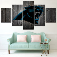 Carolina Panthers American Football Sports Team Logo 5 Piece Canvas Wall Art Painting Wallpaper Poster Picture Print Photo Decor