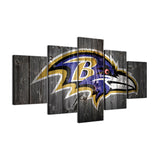 NFL Baltimore Ravens Football Sports Team Logo 5 Piece Canvas Wall Art Painting Wallpaper Poster Picture Print Photo Decor