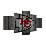 Kansas City Chiefs Football Sports Team Logo NFL 5 Piece Canvas Wall Art Painting Wallpaper Poster Picture Print Photo Decor