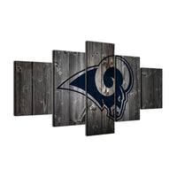 NFL American Football Team Los Angeles Rams Logo 5 Piece Canvas Wall Art Painting Wallpaper Poster Picture Print Photo Decor