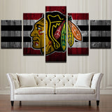 Chicago Blackhawks NHL Hockey Sports Team 5 Piece Canvas Wall Art Painting Wallpaper Poster Picture Print Photo Decor