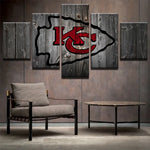 Kansas City Chiefs Football Sports Team Logo NFL 5 Piece Canvas Wall Art Painting Wallpaper Poster Picture Print Photo Decor