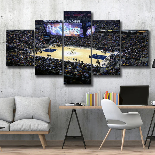 Indiana Pacers Stadium Bankers Life Fieldhouse Basketball Arena 5 Piece Canvas Wall Art Painting Wallpaper Poster Picture Print Photo Decor