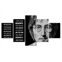 Black And White John Lennon Beatles Quote 5 Piece Canvas Wall Art Painting Wallpaper Poster Picture Print Photo Decor