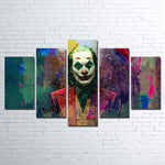 Colorful Abstract Joker Movie Dark Cinematic Clown 5 Piece Canvas Wall Art Painting Wallpaper Poster Picture Print Photo Decor