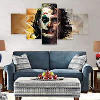 Joker Movie Graffiti Art Joaquin Phoenix 5 Piece Canvas Wall Art Painting Wallpaper Poster Picture Print Photo Decor