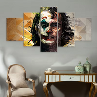 Joker Movie Graffiti Art Joaquin Phoenix 5 Piece Canvas Wall Art Painting Wallpaper Poster Picture Print Photo Decor