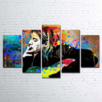 Kurt Cobain Nirvana Grunge Rock Legend 5 Piece Canvas Wall Art Painting Wallpaper Poster Picture Print Photo Decor