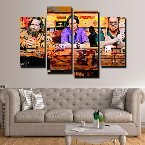 The Big Lebowski Movie Jeff Bridges, Steve Buscemi & John Goodman 4 Piece Canvas Wall Art Painting Wallpaper Poster Picture Print Photo Decor