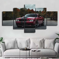 Luxury Dodge Challenger Car Nature Trees 5 Piece Canvas Wall Art Painting Wallpaper Poster Picture Print Photo Decor