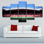 Manchester United Old Trafford Stadium Sir Alex Ferguson Stand 5 Piece Canvas Wall Art Painting Wallpaper Poster Picture Print Photo Decor