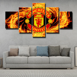 Manchester United FC Soccer Football Sports Team Logo 5 Piece Canvas Wall Art Painting Wallpaper Poster Picture Print Photo Decor