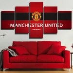 Premier League Manchester United FC Team Logo 5 Piece Canvas Wall Art Painting Wallpaper Poster Picture Print Photo Decor