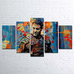 Maximus Gladiator Russell Crowe Abstract Splatter 5 Piece Canvas Wall Art Painting Wallpaper Poster Picture Print Photo Decor