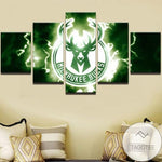 Milwaukee Bucks NBA Basketball Sports Team Logo 5 Piece Canvas Wall Art Painting Wallpaper Poster Picture Print Photo Decor