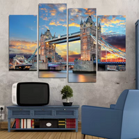 London Tower Bridge UK Britain England 4 Piece Canvas Wall Art Painting Wallpaper Poster Picture Print Photo Decor