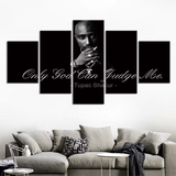 Tupac Shakur Only God Can Judge Me 5 Piece Canvas Wall Art Painting Wallpaper Poster Picture Print Photo Decor