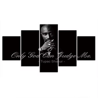 Tupac Shakur Only God Can Judge Me 5 Piece Canvas Wall Art Painting Wallpaper Poster Picture Print Photo Decor