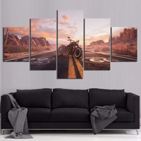 Road Numbers Route 66 Motorcycle Vehicle 5 Piece Canvas Wall Art Painting Wallpaper Poster Picture Print Photo Decor