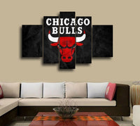 Chicago Bulls Classic Logo NBA Basketball Team 5 Piece Canvas Wall Art Painting Wallpaper Poster Picture Print Photo Decor