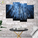 Beautiful Starry Sky Night Forest View 4 Piece Canvas Wall Art Painting Wallpaper Poster Picture Print Photo Decor