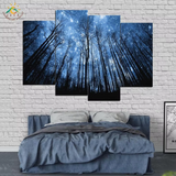 Beautiful Starry Sky Night Forest View 4 Piece Canvas Wall Art Painting Wallpaper Poster Picture Print Photo Decor