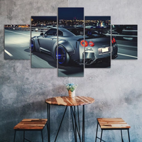 Nissan GTR Luxury Sports Car Skyline 5 Piece Canvas Wall Art Painting Wallpaper Poster Picture Print Photo Decor