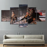 Sekiro Shadows Die Twice Samurai Video Game 5 Piece Canvas Wall Art Painting Wallpaper Poster Picture Print Photo Decor