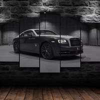 Black Rolls Royce Wraith Luxury Car HD Decorative 5 Piece Canvas Wall Art Painting Wallpaper Poster Picture Print Photo Decor