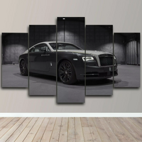 Black Rolls Royce Wraith Luxury Car HD Decorative 5 Piece Canvas Wall Art Painting Wallpaper Poster Picture Print Photo Decor